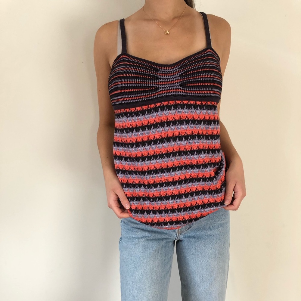 Vintage Missoni multicolor knit tank (pink purple)